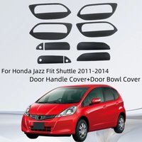 Chrome silver Matte Black Door Handle Cover And Door Bowl Cover For Honda Jazz FIit Shuttle 2011 2012 2013 2014