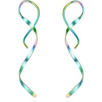 Spiral Threader Earrings, 18G Hypoallergenic 316L Stainless Steel Twisted Linear Curved Drop Dangle Earrings for Sensitive Ear