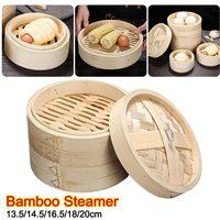 Portable Handmade Bamboo Steamer with Lid Large Capacity Dumpling Steamer Stackable Steamer Basket Cook Sticky Rice