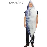 Zawaland Cosplay Fish Costume Funny Halloween Suit Woman Man Jumpsuit Carnival Disguise Wearing Show Party Clothes