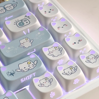 URE Cat Paradise Keycaps RGB Font Ear Shine Through Cherry Profile PBT Double Shot Emoji Keycaps For MX Mechanical Keyboard
