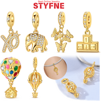 Silver-Plated Crystal Elephant Charm Beads Fit Original Bracelets Bag Keychain Charms Beads Pendant Diy Women Jewelry Gift
