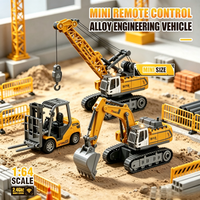 1/64 Mini Alloy Remote Control Crawler Excavator RC Forklift Trucks Crane Engineering Vehicle Toy Christmas Gifts for Boys Adult