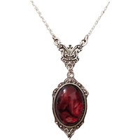 Gothic Vampire Necklace Vintage Stardust Crystal Cameo Pendant Necklace Punk Style Vampire Pendant Oval Satanic Demon Necklace
