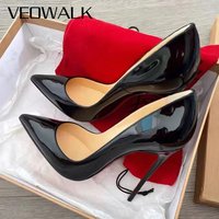 NEW Classic Women's Sexy Black Patent Pointed-Toe Stiletto High Heels Elegant Shallow Mouth Office & Party Footwear Big Size46