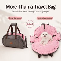 Paw Sauvy Two In One Pet Bed Travel Bag Portable Foldable Dog Soft Scratch Resistant Leash Hook Camping Outdoor Daily Travel Use
