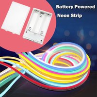 Battery Powered Flexible Neon LED Strip Lights with Battery Box DIY Decorative Light for Home Bedroom Party