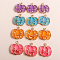 Leslie 10pcs Enamel Halloween Charms Candy Color Pumpkin Charms Pendants of Necklace Earrings DIY Jewelry Making Accessories