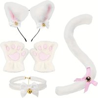 Cute Cat Woman Cat Ears Headband Set Bow Lolita Cosplay Headwear Plush Jk Halloween Dress Up Female Hair Accessories