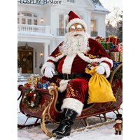Ensemble de costume de Père Noël pour homme, taille M-6XL, imprimé doré, tenue de Noël, vêtements de performance pour les fêtes de Noël et Halloween