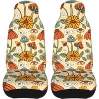 70s Retro Floral Car Seat Covers Front Seats Only, Universal Fit for Car Truck Van and SUV Automotive Seat Covers 2 Piece