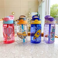 480 ml Kinder-Schnabeltasse, Wasserflaschen, kreative Cartoon-Fütterungsbecher mit Strohhalmen und Deckel, auslaufsicher, tragbares Trinkgeschirr für Kleinkinder