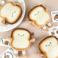 Cartoon Sliced Toast Mini Coin Purse Butter Bread Plush Wallet Kids Coin Bag Earphone Storage Pouch