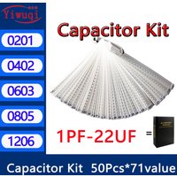 Capacitor kit 0201 0402 0603 0805 1206 smd Capacity package each value*50PCS Sample Kit Capacitor 1nf 10nf 100nf 1uf 10uf 22uf