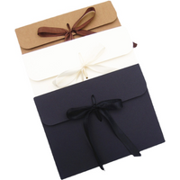 Kraft Paper Envelope Boxes for Scarf Underwear Facial Mask Packaging White Black Gift Box with Ribbons Favor Box Printed Custom