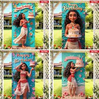 Cartoon Moana Door Banner Kids Birthday Party Decorations Gifts Photo Shoot Props Indoor Outdoor Porch Background Decor Supplies