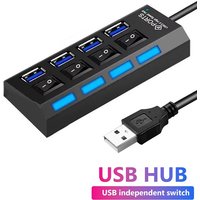 USB 2.0 Hub Multi USB Splitter Ports Hub Use Power Adapter 4 Ports Multiple Expander Hub With Switch For PC Laptops Accessories