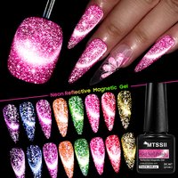 Neon Reflective Glitter Cat Magnetic Gel Nail Polish Fluorescent Magnetic Semi Permanent Soak Off UV Gel Varnish Nail Supplies
