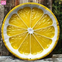 Retro Lemon Slice Round Metal Tin Sign 8x8 Inch Vintage Wall Art Kitchen Bar Garage Man Cave Decor