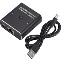 1 Drag 2 RJ45 Gigabit Ethernet Switch Splitter Network Cable Selector USB C Network Switch for PC Laptop TV Box Router 2 in1 Out
