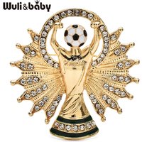 Wuli&baby Person And Football Cup Brooches For Women Unisex Sports Trophy Casual Party Clothes Pins Gifts