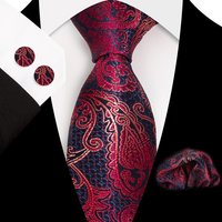 Paisley 100% Silk Elegant Tie For Men Necktie Pocket Square Cufflinks Set Men's Wedding Business Formal Accessory Gravatas