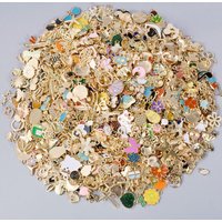 10/30/50/100pcs Mixed Enamel Pendant Sunflower Heart Starfish Shell Music Charm Accessories Diy Jewelry Making Materials Bulk