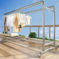 Thickened Galvanized Steel Clothes Drying Rack Indoor Outdoor Balcony Two Layers Hanging Clothes Rack Upper And Lower Rack