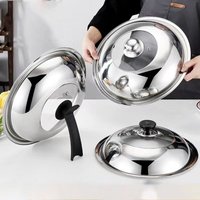 Round 28/30/32/34/36cm Cooking Pot Lid Visible Combined Pot Cover Stainless Steel Anti-scalding Wok Lids Household