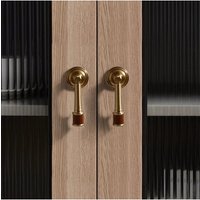 Solid wood brass and walnut handle kitchen cabinet handle wardrobe dresser drawer handle
