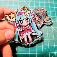 Retry Now! Keychain - Hatsune Miku charm Cute cartoon Character pendant