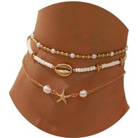 Seashell Ankle Bracelets for Women Starfish Bracelets Layered Boho Cowrie Puka Shell Anklet Hawaiian Summer Beach Foot Chain