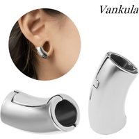 Vankula 2PC Fashion New Clip Ear Lobe Cuff Stainless Steel Plugs Ear Gauges Tunnels Piercing Expander Stretchers Body Jewelry