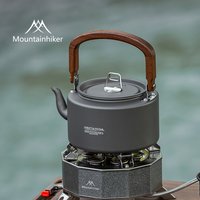 Camping Tea Kettle - Aluminum Alloy Construction, Wooden Handle, Portable Outdoor Kettle for Camping, Hiking, Durable Cookware