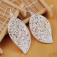 925 Sterling Silver Leaf Dangle Drop Hanging Earrings For Women Party Wedding Elegant Luxury Jewelry Prevent Allergies