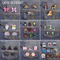 2-11Pcs/Set Cartoon Frog Scientist Bowknot Medical Stethoscope Enamel Pins Punk Monster Alien Brooch Lapel Badge Jewelry Gift