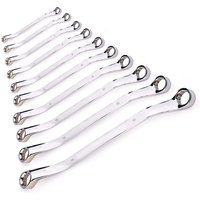 Offset Box End Wrench Set, 45# Carbon Steel Metric 45-Degree, HRC38-45 Long Double Ring Wrench Spanners with Rolling Pouch