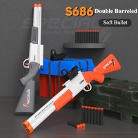 S686 Double Barrel Manual Loading Soft Bullet Toy Gun Outdoor Competitive Shooting Game Ideal Birthday Gift For Kids