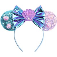 Disney Mermaid Mickey Mouse Ears Headband Christmas Party Hairwear Princess Cosplay Adult/Child Hairs Accessories Birthday Gifts
