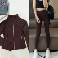 2026 New Gold Short Sport Jacket Set Women's Yoga Clothes Slimming Fitness Active Wear Exercise Female