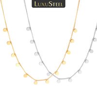 LUXUSTEEL Tiny Small Pendant Choker Necklace for Women Gilrs Stainless Steel Fashion Dainty Coin Stars Baby Foot Charm Jewelry