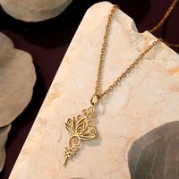 Kinitial Stainless Steel Unalome Lotus Flower Pendant Necklace For Women Trendy Yoga Buddhism Spiritual Jewelry