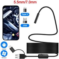 5.5mm Sewer Industrial Mini Endoscope Camera Type C Flexible Snake Borescope With 6 LED For Android Phone And Laptop Computer PC