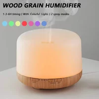 Mini Wood Grain Aroma Diffuser USB Essential Oil Humidifier 500ml With Colorful Night Lights For Home Bedroom Car