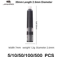 500/10 PCS JINHAO 2.6mm Fountain Pen Ink Sac Black 39mm Cartridges Refills Office School Supplies Stationery For Majohn Hongdian