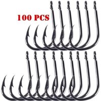 100pc/lot Fishing Hooks Double Bait Holder Barbed Fishhooks Long Shank Carbon Steel Sharp Fishhook Beach And Live Bait Fishhooks