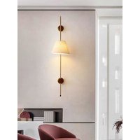 French Fabric Lampshade Wall Lamp Modern Simple Living Room Long Lamp Background Wall Hotel Hallway Corridor Sconce Lighting