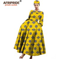 African Maxi Dress for Women Long-sleeves Ankle-length Party Long Dress Plus Size with A Small Headscarf AFRIPRIDE A722559