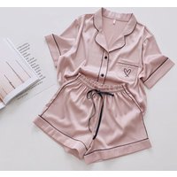 Summer Short sleeved Pajamas Women's Ice Silk Thin Style Student Loose Large Cute Home Clothes Two Piece Set Pajamas Summer