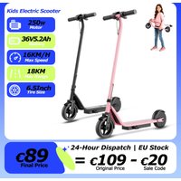 Trottinette électrique ATSANT Joy K65 pour enfants de 6 ans et plus, 249W, autonomie de 18 km, vitesse de 16 km/h, 3 modes de vitesse, double frein, trottinette de 6,5 pouces, cadeau pour enfants
